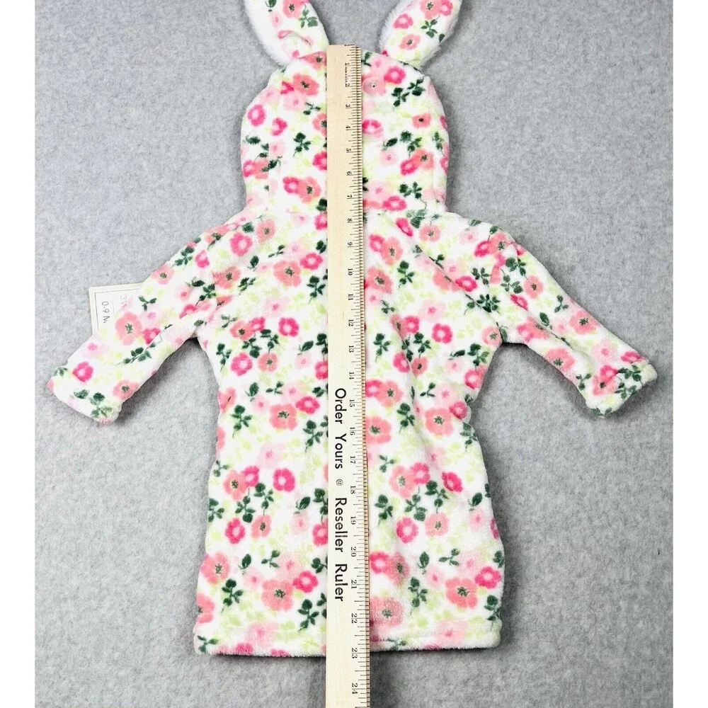 Modern Baby Bathrobe Infant 0-9 Months Pink Floral Plush Hooded Robe NWT